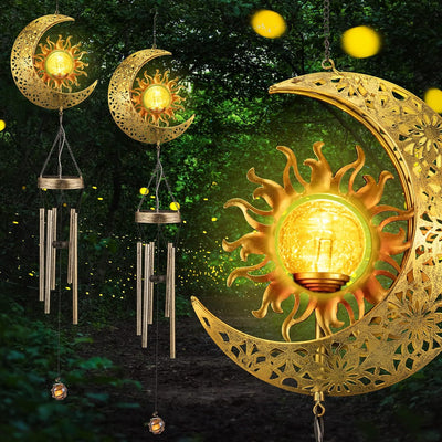 Lámpara Solar Colgante Luna y Sol - Decoración Exterior Elegante
