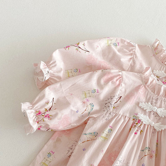 Enterizo Manga Larga para Bebé Niña Estilo Retro Tang - Image 15