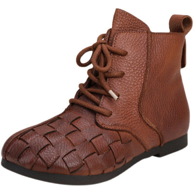 Botines Artesanales Tejidos a Mano con Suela Blanda y Cuero Suave - Image 10