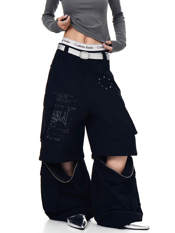 Pantalones Cargo Sueltos con Bolsillos Removibles