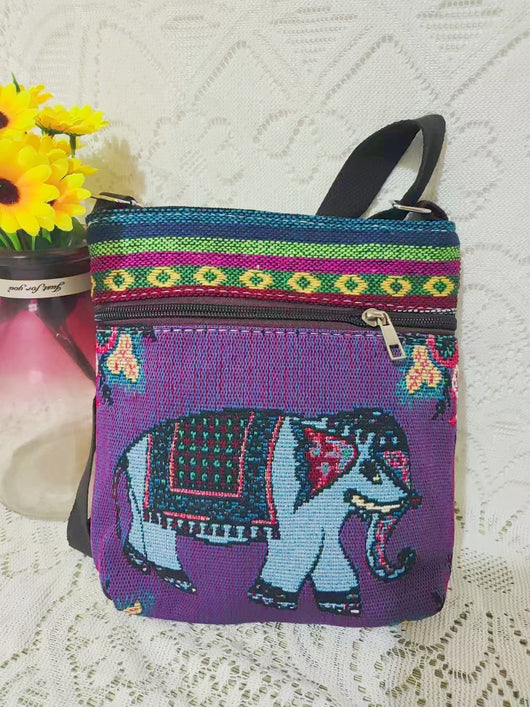 Bolso Bandolera Bordado Étnico con Elefante y Mariposa Estilo Chino - Image 40