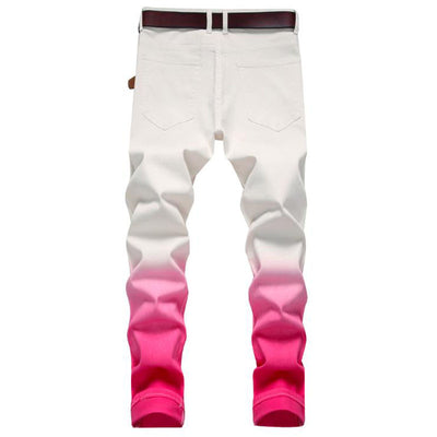 Jeans Ajustados Teñidos a Mano con Degradé Rojo - Stretch Confort - Image 12