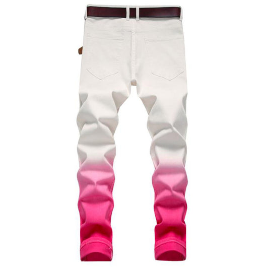 Jeans Ajustados Teñidos a Mano con Degradé Rojo - Stretch Confort - Image 12
