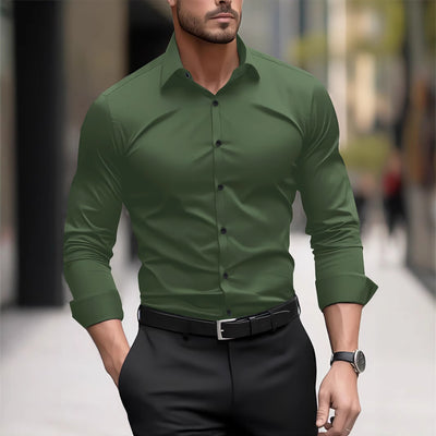 Camisa Casual Ejecutiva de Manga Larga en Tono Pigmentado - Image 3