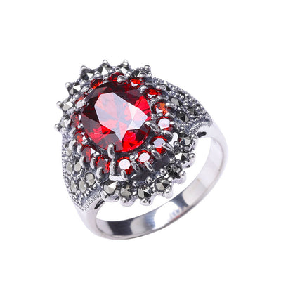 Anillo de Granate Rojo Corte Facetado para Mujer - Image 2