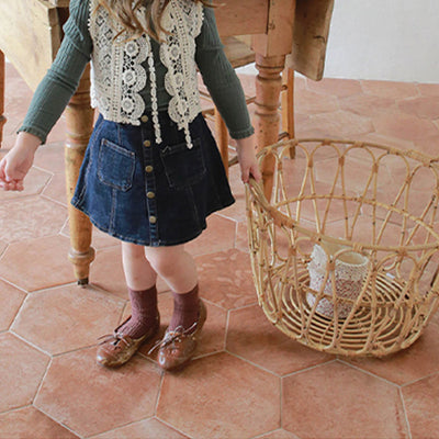 Falda Vaquera Blanca Estilo Western Corte A para Niñas - Image 5