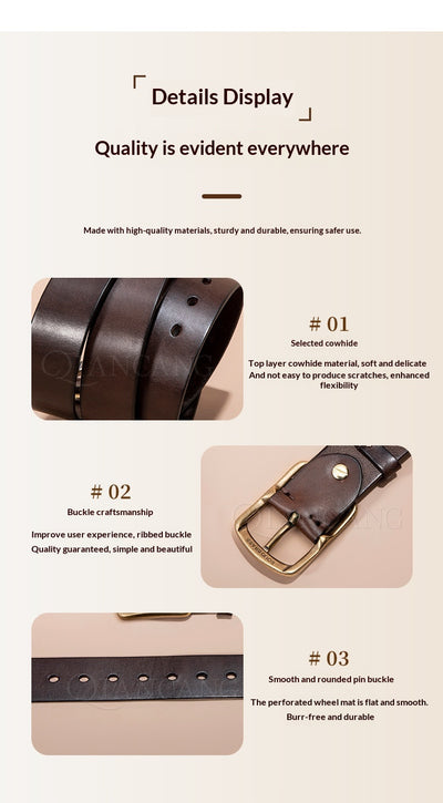 Cinturón de Cuero Genuino para Hombre con Hebilla Retro Latón - Image 13