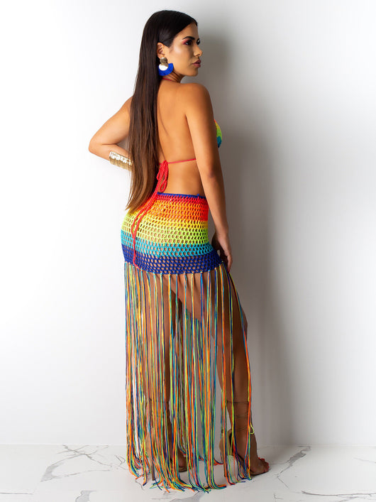 Traje Casual de Ganchillo Artesanal con Detalles de Borlas - Image 6