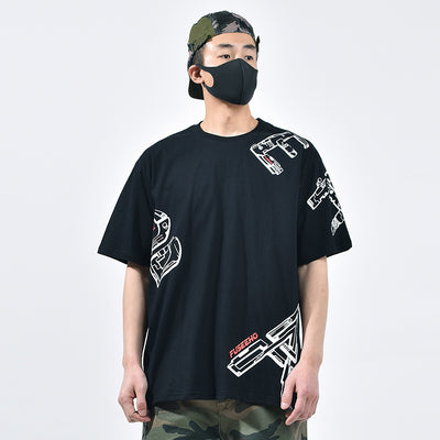 Camiseta de Algodón con Letras 3D Irregulares Estampadas - Image 4