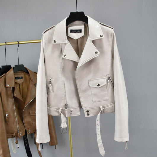 Chaqueta Biker de Cuero Piel de Serpiente con Cinturón Ajustado - Image 6