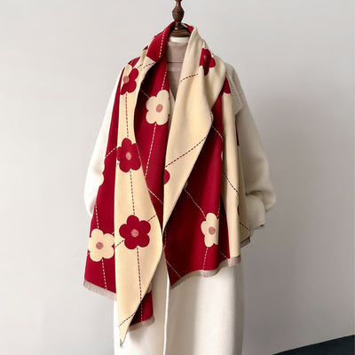 Bufanda de Cachemira Floral con Combinación de Colores Cálidos - Image 17