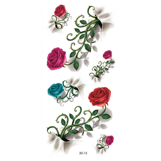 Tatuajes Temporales de Rosas y Mariposas - Impresión a Color Resistente al Agua - Image 25