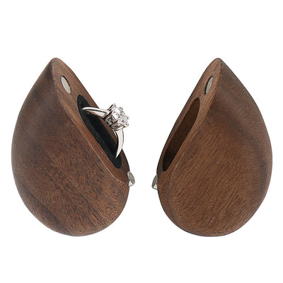 Caja Organizadora de Anillos en Forma de Corazón - Madera de Nogal Macizo