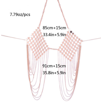 Cadena de cuerpo metálica con borlas para el busto - Image 9