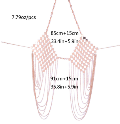 Cadena de cuerpo metálica con borlas para el busto - Image 9
