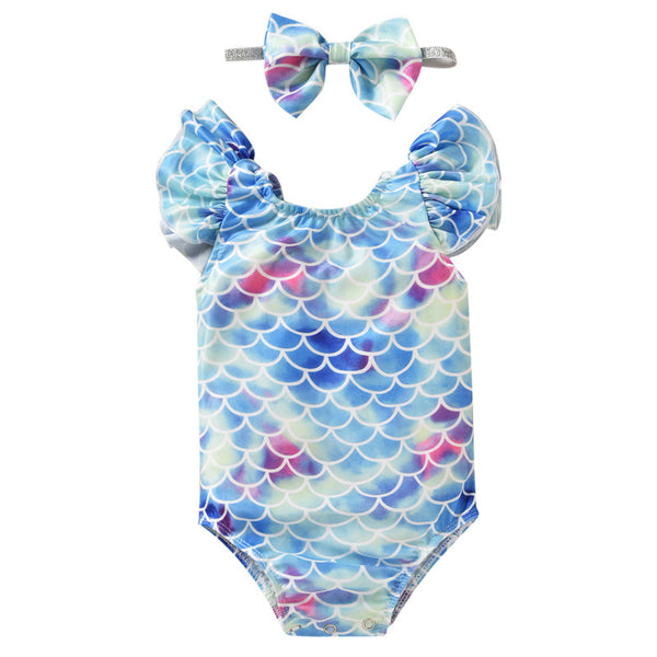 Traje de Baño Enterizo para Bebé con Diseño de Escamas