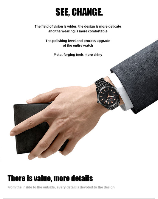 Reloj Empresarial Impermeable para Hombre con Cierre de Barra - Image 8