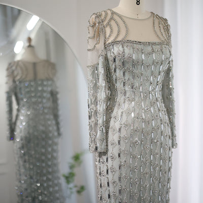 Vestido Largo Ajustado con Cola de Pez y Mangas Largas - Image 4