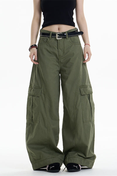 Pantalones Overol Cargo Mujer Cintura Alta Pierna Ancha Bolsillos Múltiples - Image 12