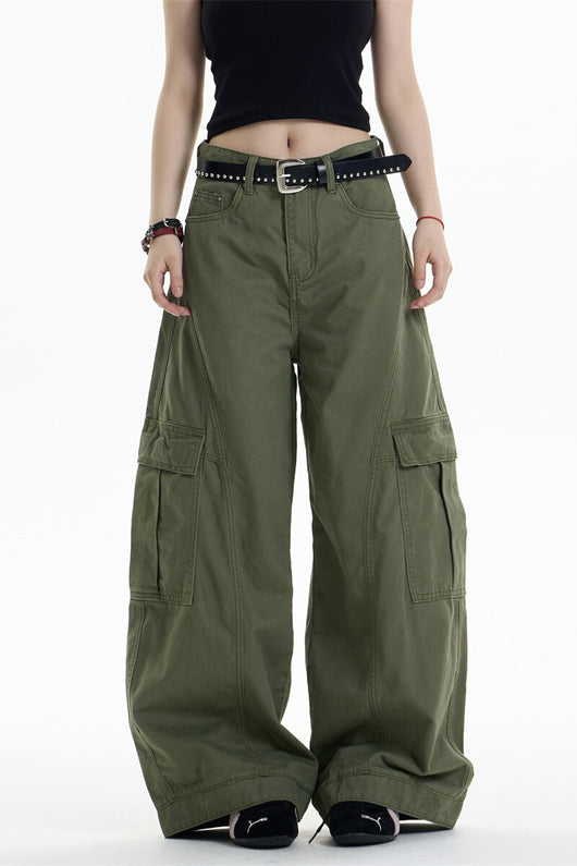 Pantalones Overol Cargo Mujer Cintura Alta Pierna Ancha Bolsillos Múltiples - Image 12