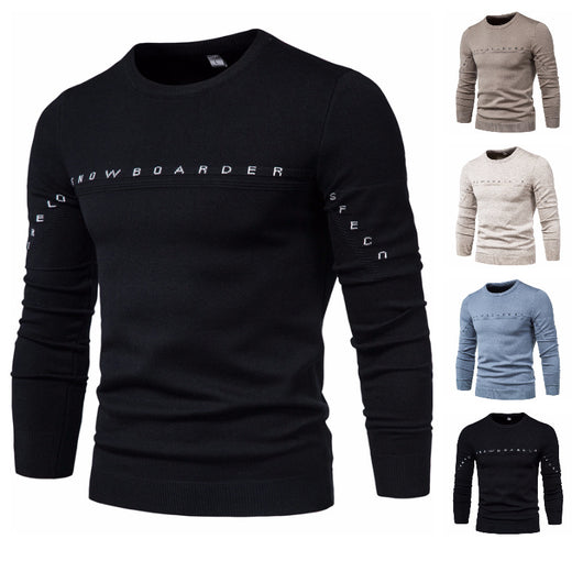 Suéter Tejido para Hombre con Bordado de Letras - Abrigo Base Versátil - Image 4