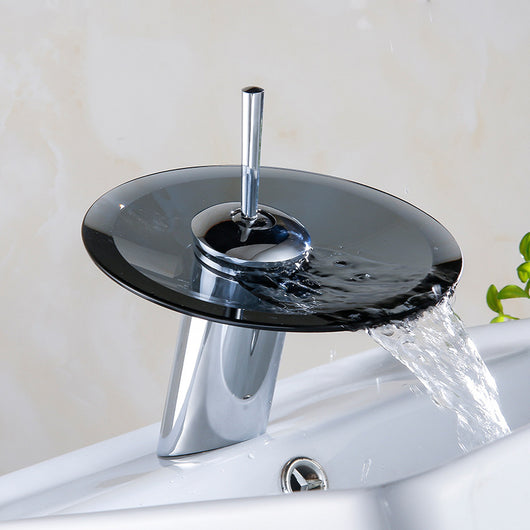 Grifo de Lavabo Cobre Puro con Cascada de Cristal