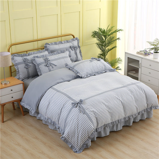 Conjunto de Pijama Cuadrille Estilo Princesa Coreano de 4 Piezas con Encaje - Image 3