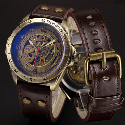 Reloj Mecánico Automático Vintage Hueco de Estilo Nostálgico