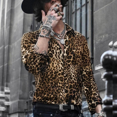 Camisa Estampado Leopardo Manga Larga para Hombre - Image 6