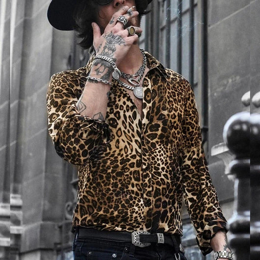 Camisa Estampado Leopardo Manga Larga para Hombre - Image 6