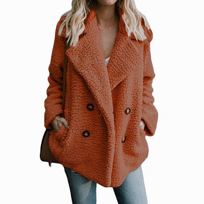 Abrigo de Mujer Otoño Invierno con Solapas de Felpa y Bolsillos - Image 15