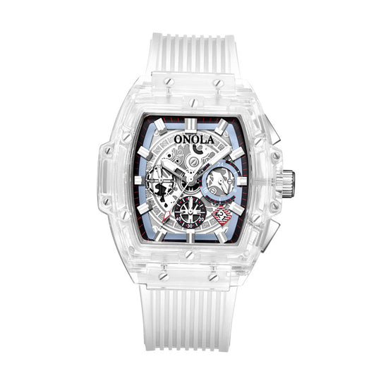 Reloj Unisex con Esfera Transparente y Luz Luminosa