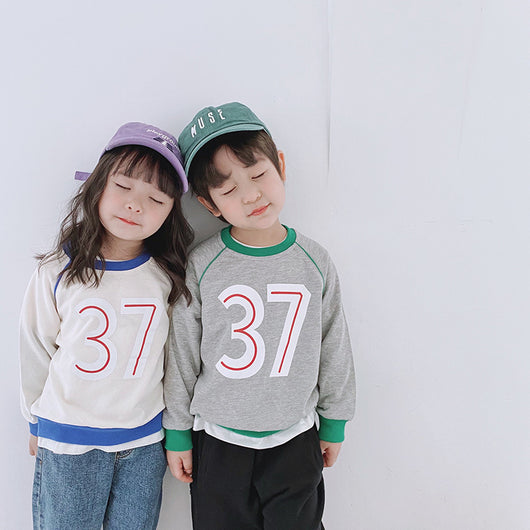 Suéter Infantil Otoño con Cuello Redondo y Diseño de Letras - Unisex Coreano - Image 3