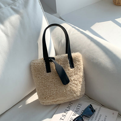 Bolso Peludo de Moda Colores Sólidos Adorable para Mujer - Image 7