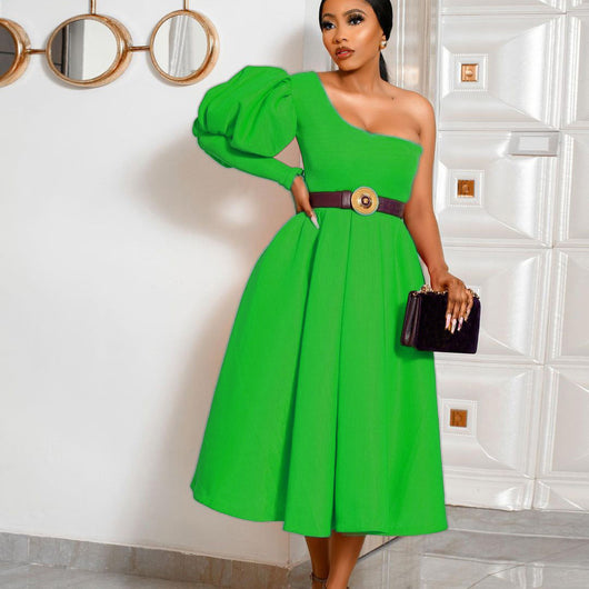 Vestido de Noche Midi con Mangas Globo Descubierto - Image 14