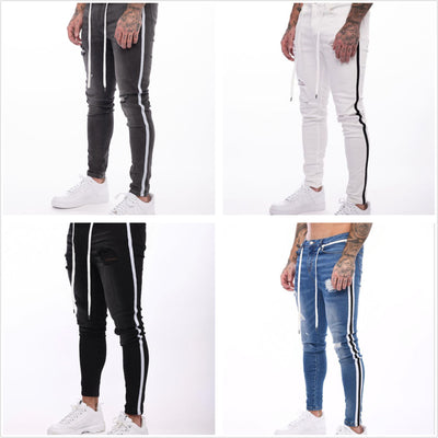 Jeans Slim Fit Rotos con Encaje y Cordones