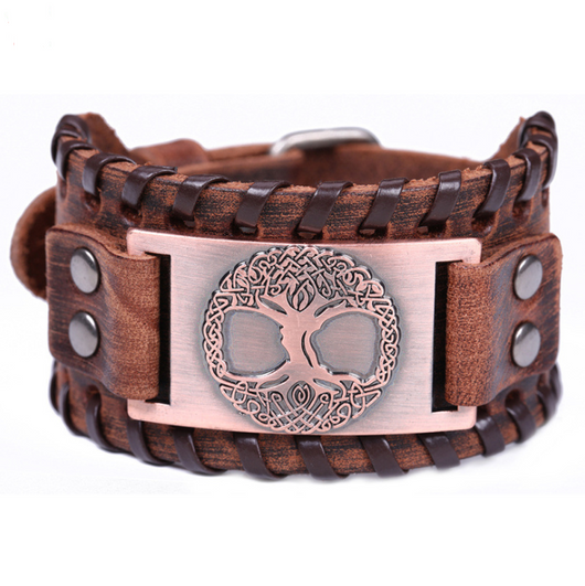 Pulsera de Cuero Ancha para Hombre - Brazalete Punk con Cuerda Trenzada y Aleación - Image 5