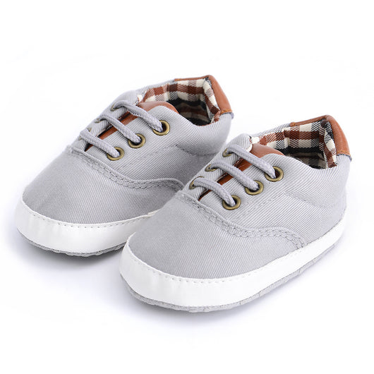 Zapatos de Lona Suave para Bebé - Diseño Casual con Encaje de Color Sólido - Image 3