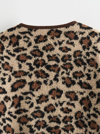 Abrigo Suelto de Piel de Cordero Estampado Leopardo - Image 22