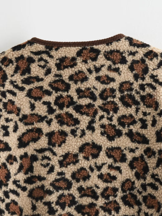 Abrigo Suelto de Piel de Cordero Estampado Leopardo - Image 22