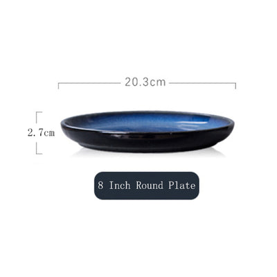 Plato de Cerámica Artesanal Azul Estrella con Esmalte Variable Horno Japonés - Image 6