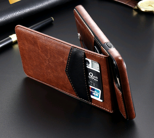 Funda iPhone X con Soporte y Cartera de Cuero Patrón Crazy Horse - Image 2