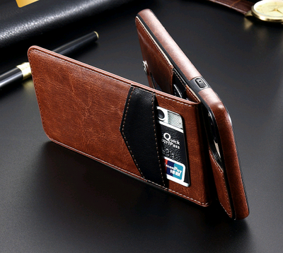 Funda iPhone X con Soporte y Cartera de Cuero Patrón Crazy Horse - Image 2
