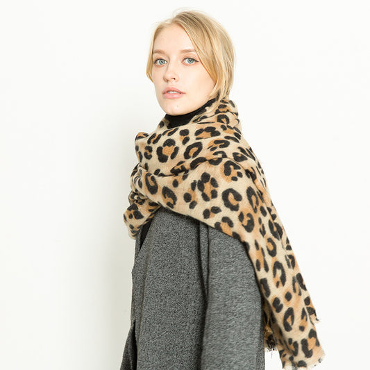 Bufanda Chal de Cachemira con Estampado Leopardo para Mujer