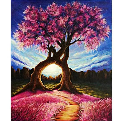 Cuadro de Diamantes 5D - Árbol de Rosa