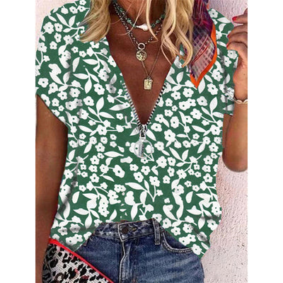 Blusa Floral Escote V Manga Corta - Diseño Fresco para Verano - Image 9