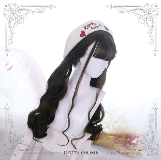 Peluca Larga Rizada Lolita 65cm Negro con Flequillo Aireado - Image 3