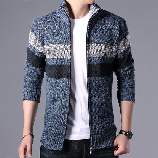 Cardigan Grueso de Punto con Cuello Alto para Hombre