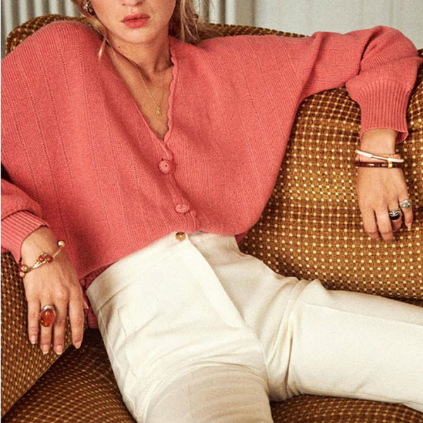Cardigan de punto suelto con botones