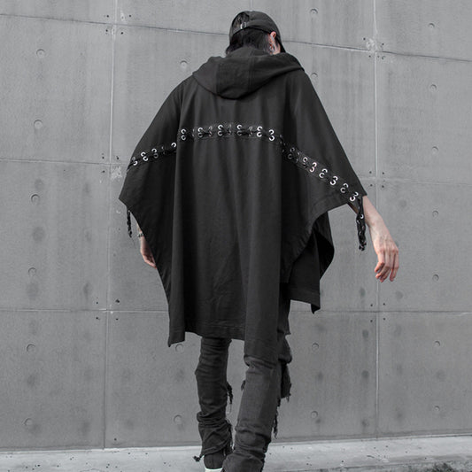 Camiseta Suelta Negra con Mangas Murciélago